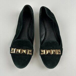 Tory Burch Flats Shoes Womens Size 8 Black Gold Stones
